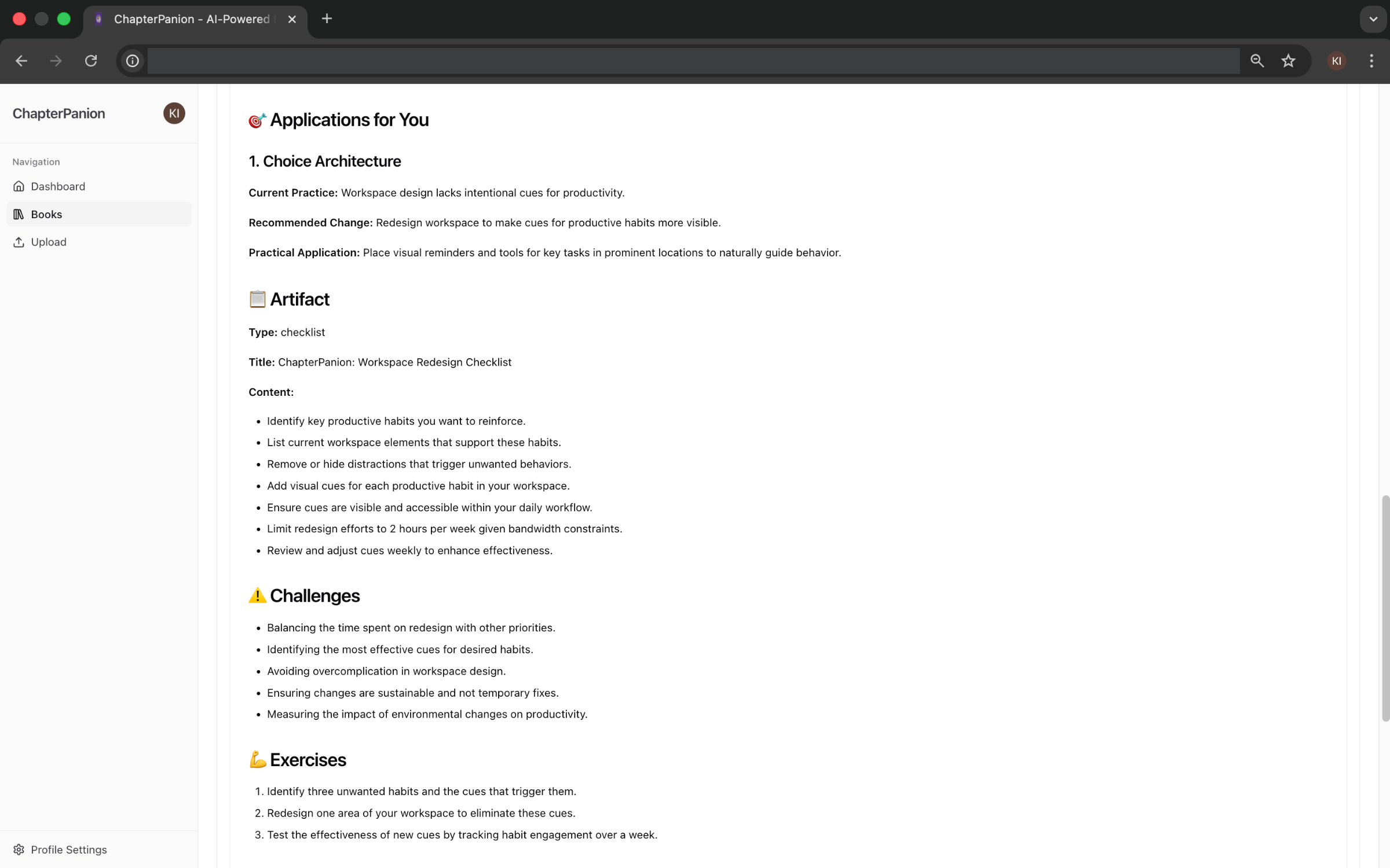 Personalized learning path with concrete action steps