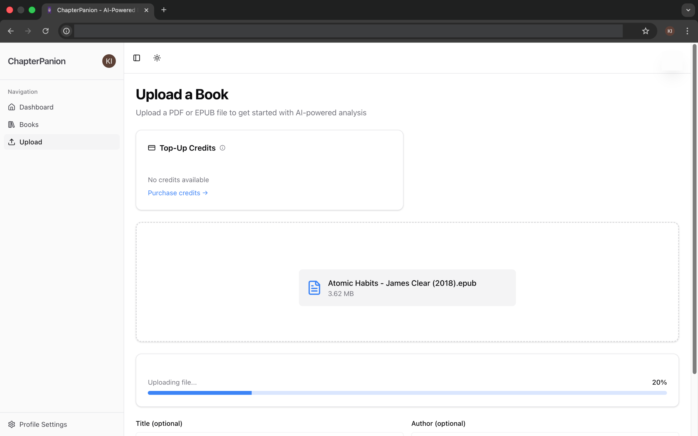 Live processing progress with detailed workflow stages
